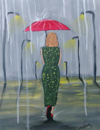WOMAN IN THE RAIN SIP AND PAINT