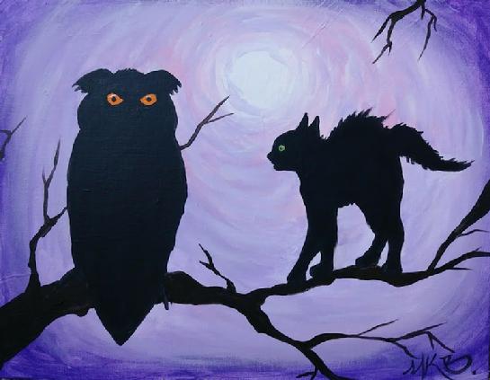 elk grove sip and paint, paint events, owl and cat painting, matthew blacconiere, making things interesting